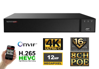MS NVR 6.0, 16 kanálové záznamové zařízení 8 x PoE 8Mpix (6006)